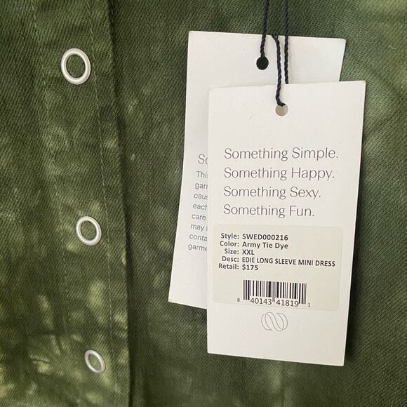 Anthropologie Something Navy Edie Long Sleeve Dress Green Tie Dye Size XXL NWT - Picture 7 of 9